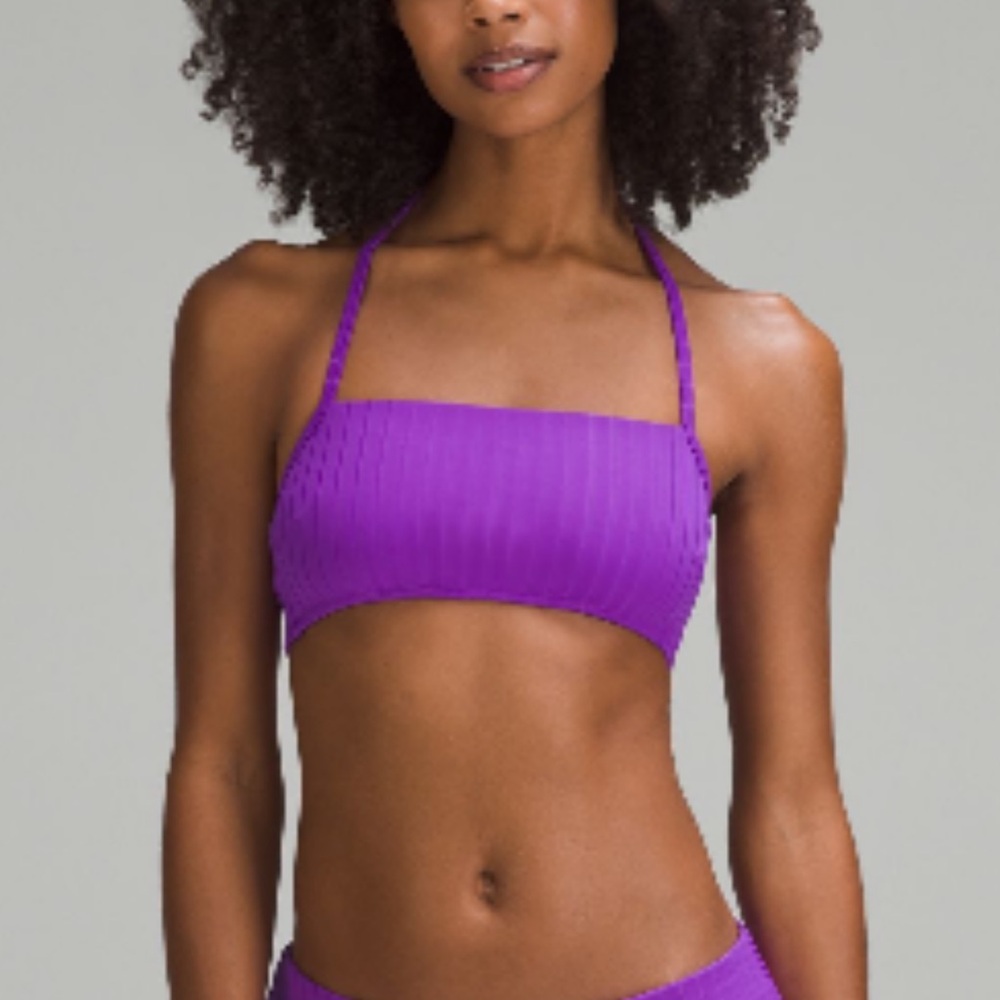 Lululemon ribbed halter cross back swim top A/B cups